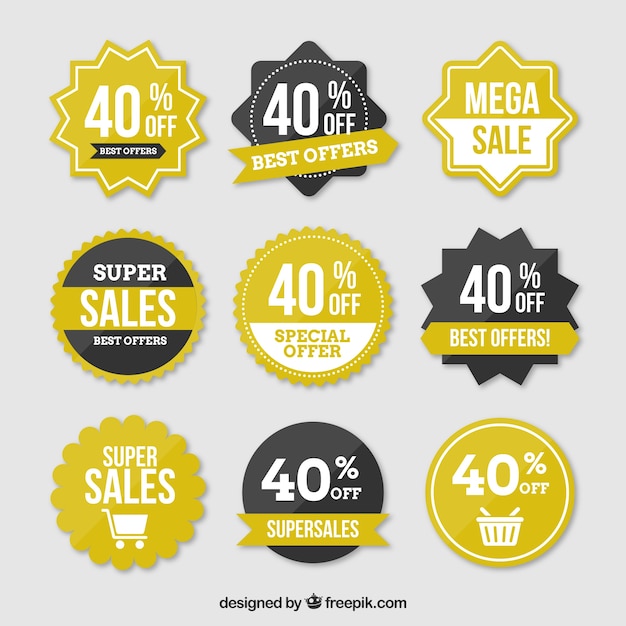 Free vector sale tags with sale 40 percent text