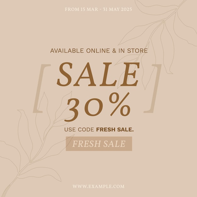 Sale template vector for social media in earth tone