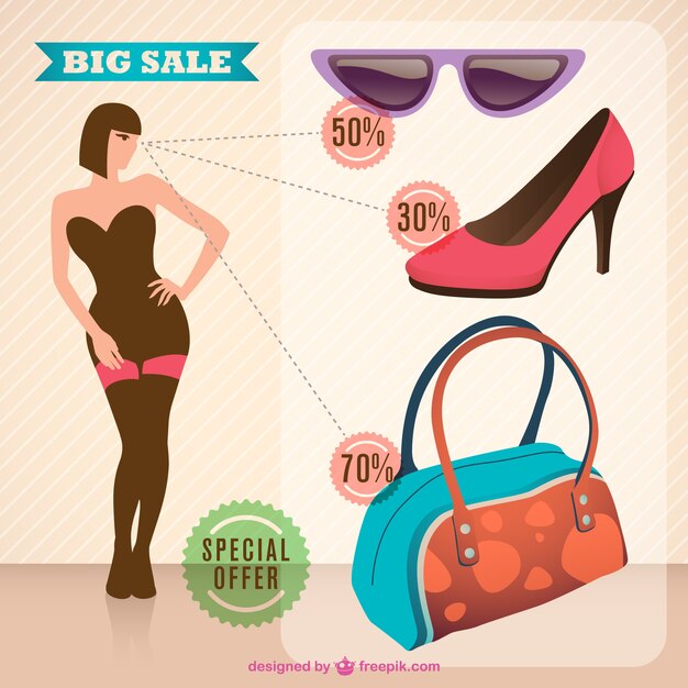 Sale trendy woman vector