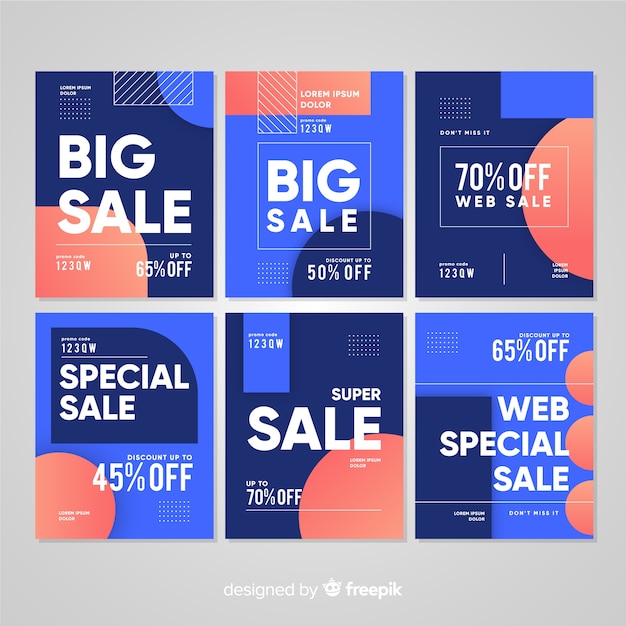 Бесплатное векторное изображение Продажа веб-баннера для коллекции социальных сетей