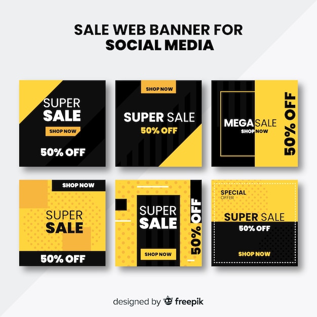 Free vector sale web banner for social media collection