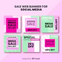 Free vector sale web banner for social media collection