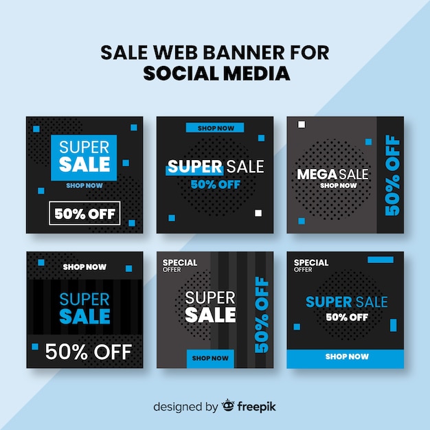 Free vector sale web banner for social media collection