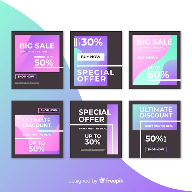 Free vector sale web banner for social media