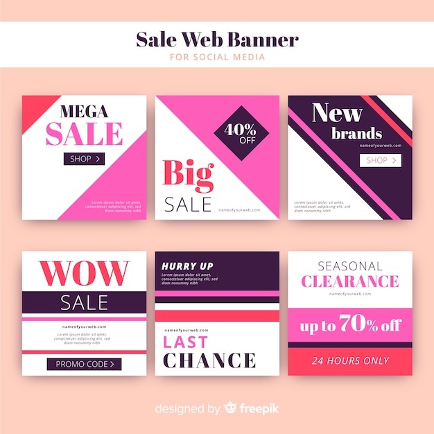 Free vector sale web banner for social media