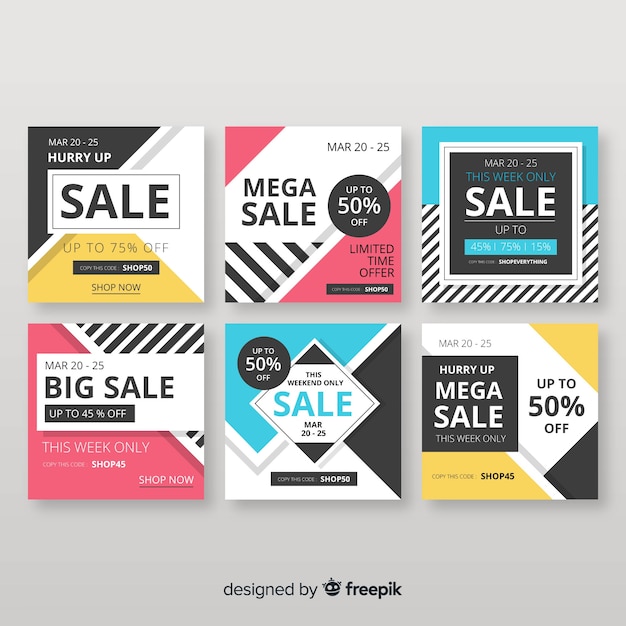 Free vector sale web banner for social media