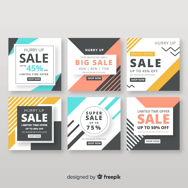 Free vector sale web banner for social media