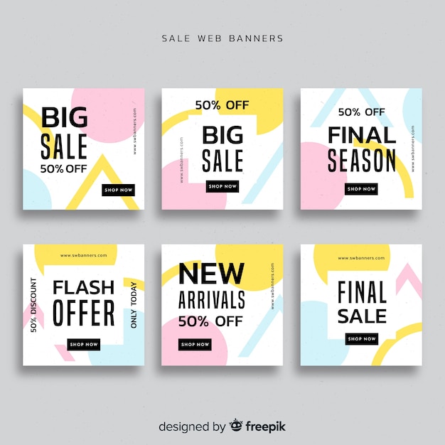 Free vector sale web banner for social media