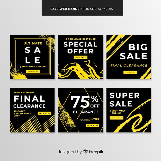 Free vector sale web banner for social media