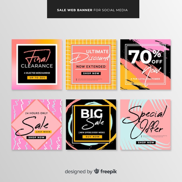 Free vector sale web banner for social media