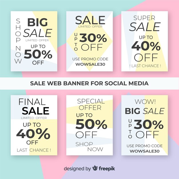 Free vector sale web banner for social media