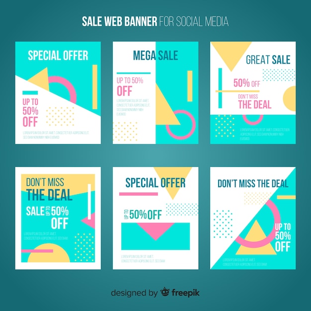 Free vector sale web banner for social media