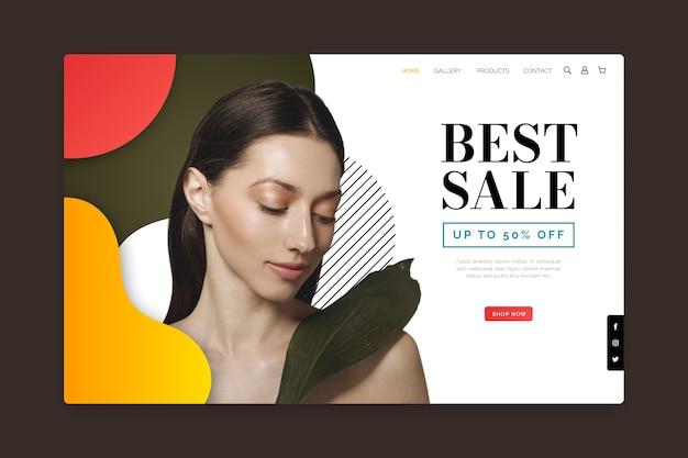 Free vector sales abstract landing page with image