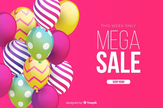 Sales background with realistic balloons