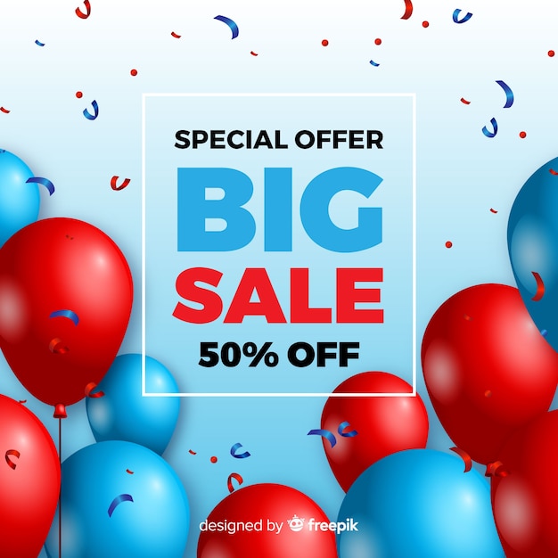 Free vector sales background with realistic balloons