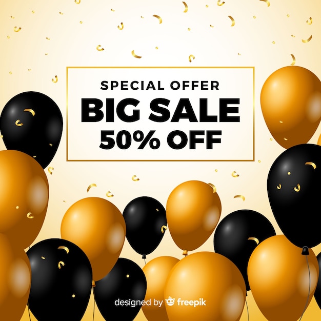 Free vector sales background with realistic balloons