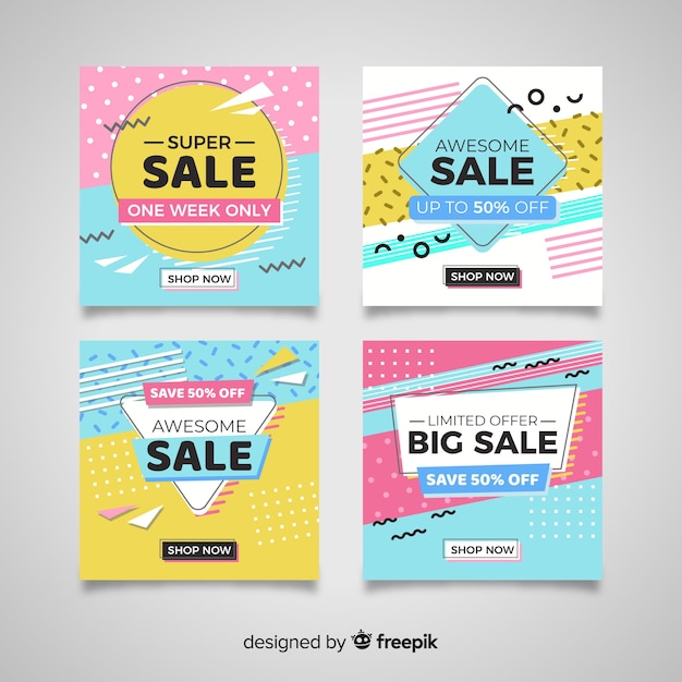 Sales banner collection in style style