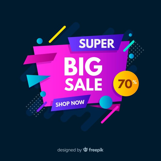 Sales banner design in abstract colorful style