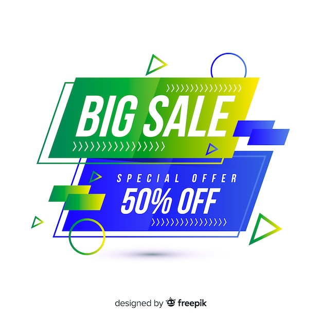 Sales banner design in abstract colorful style