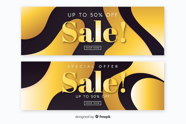 Free vector sales banner in golden luxury style