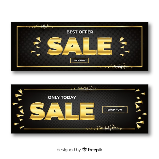 Free vector sales banner in golden style