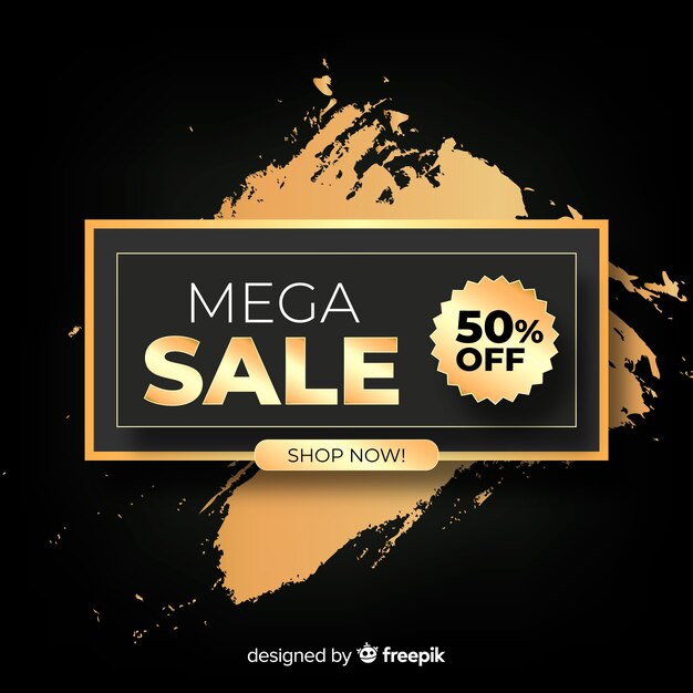 Sales banner in golden style