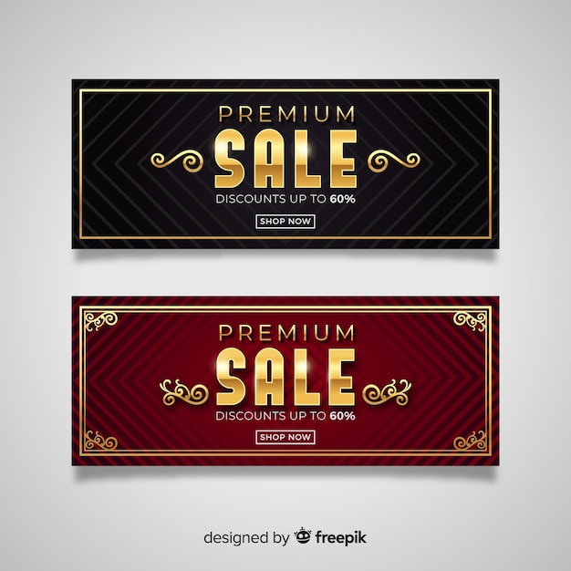 Free vector sales banner in golden style