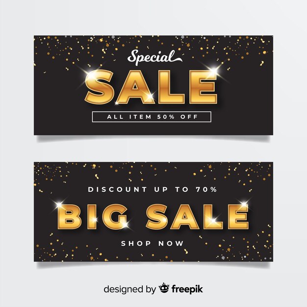 Sales banner in golden style