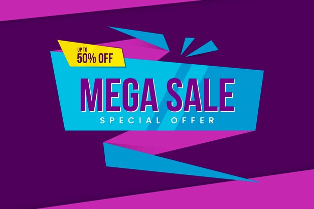 Free vector sales banner in origami style with discount