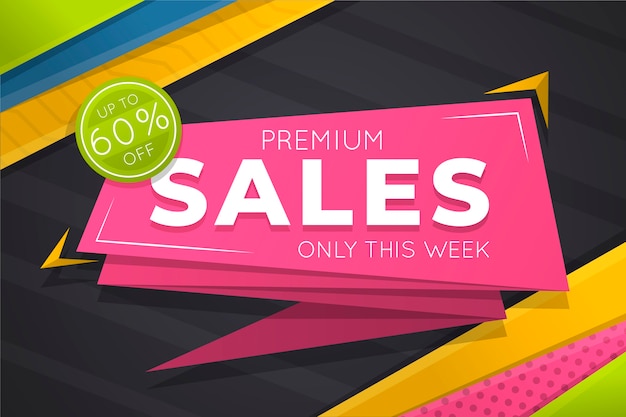 Sales banner in origami style