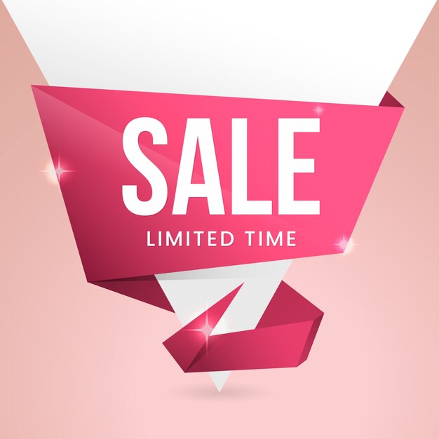 Sales banner in origami style