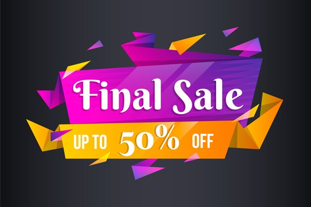 Sales banner in origami style