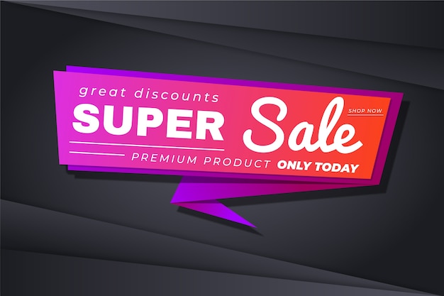 Sales banner in origami style