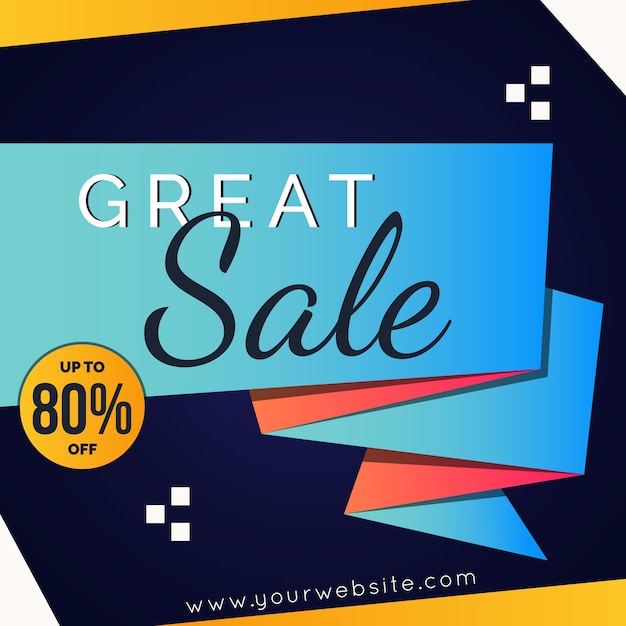 Free vector sales banner in origami style