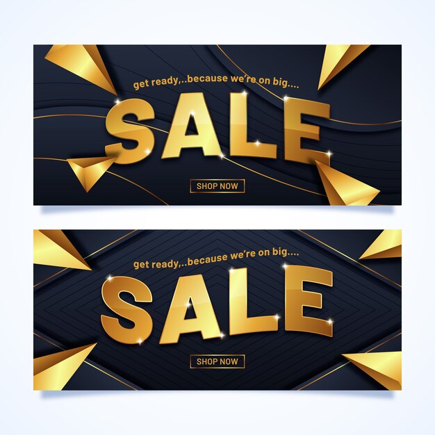 Sales banner with golden letters