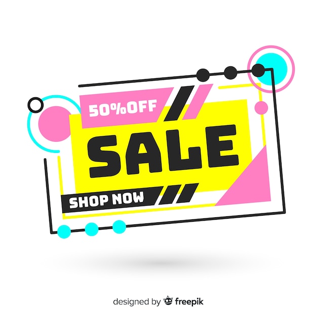 Sales banners with abstract colorful shapes