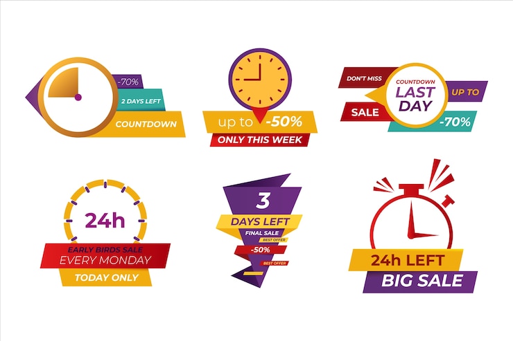 Free Vector sales countdown banner set
