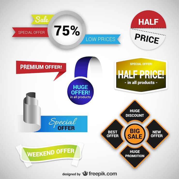 Free Vector sales and discounts stickers