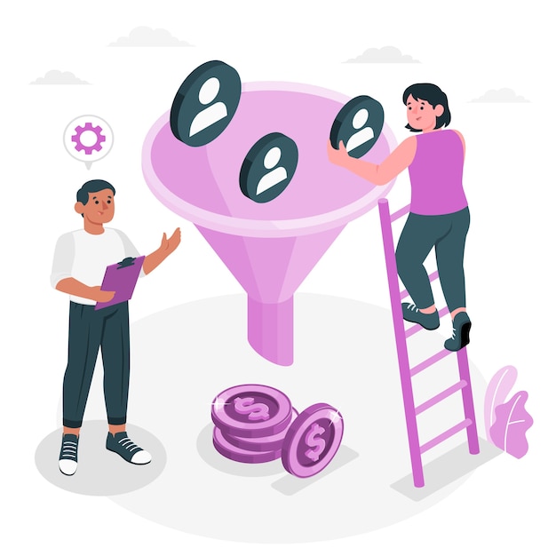 Sales funnel concept illustration