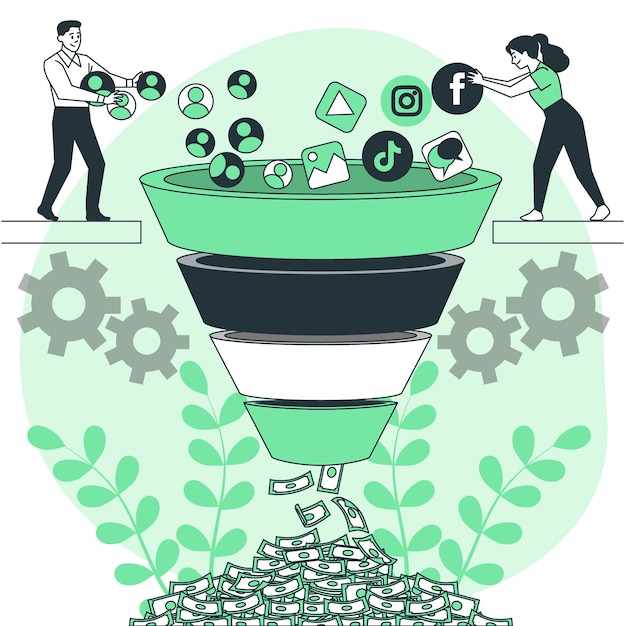 Sales funnel concept illustration