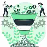 Free vector sales funnel concept illustration