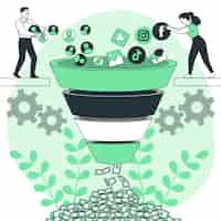 Free vector sales funnel concept illustration