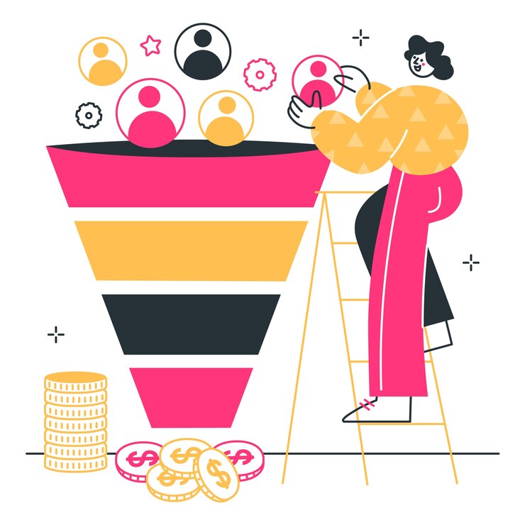 Free Vector sales funnel concept illustration