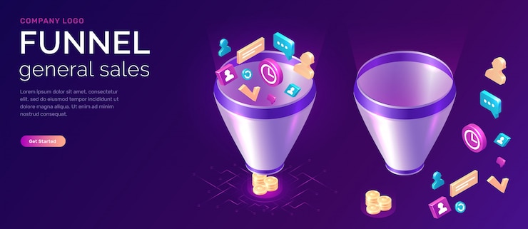 Free Vector sales funnel, isometric concept illustration