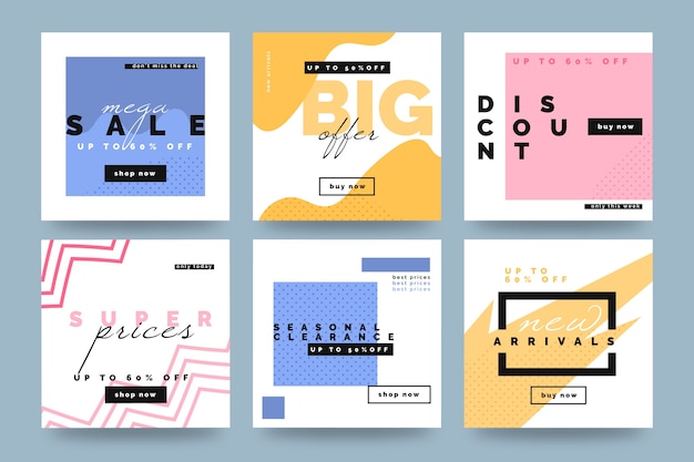 Free vector sales instagram post set