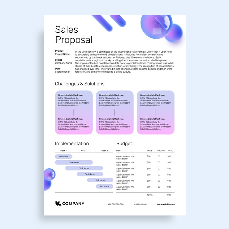 Free Vector sales proposal template design