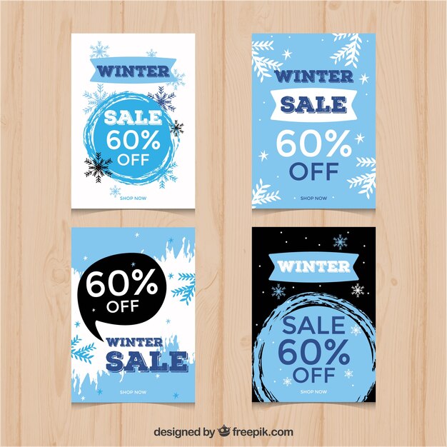 Free vector sales winter banners set