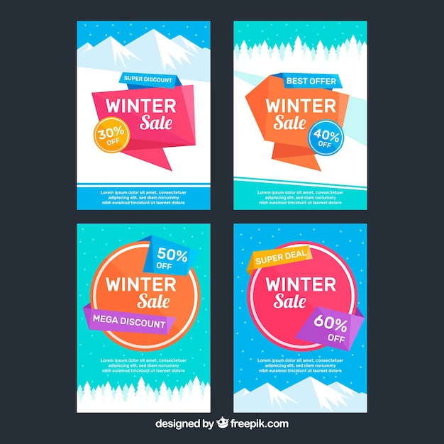 Sales winter banners set