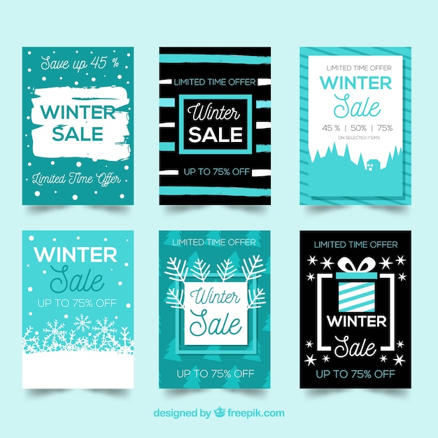 Free vector sales winter banners set