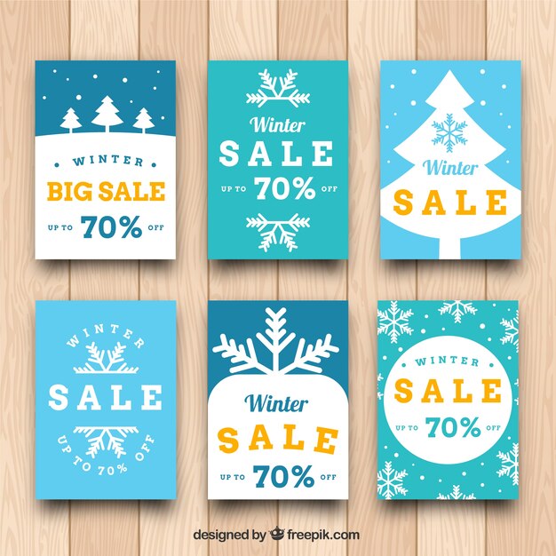 Free vector sales winter banners set